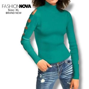 Lattice Green Sweater BRAND NEW